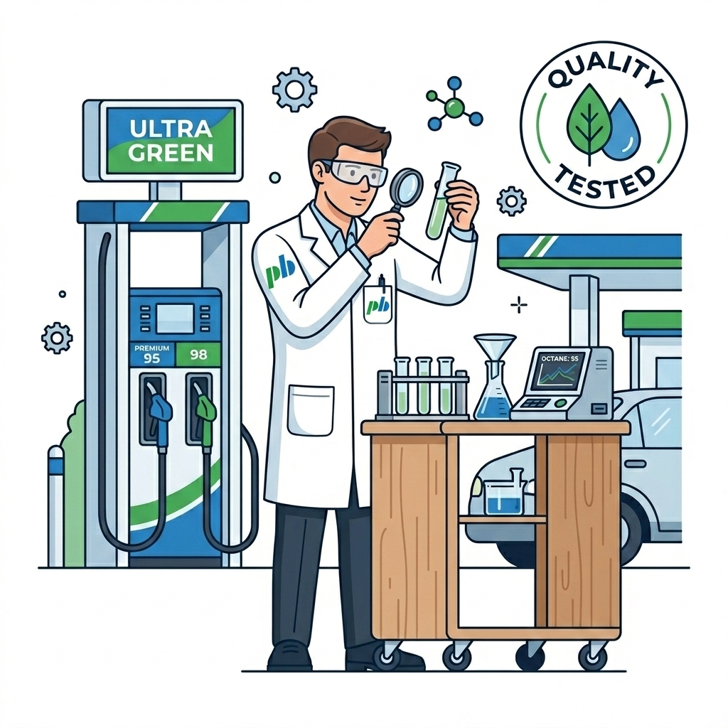 Análise química do combustível no laboratório do posto